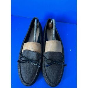 Michael Kors Womens Brown Gold Tan Moccasins Shoes Size 10 M Signature Logo ME19